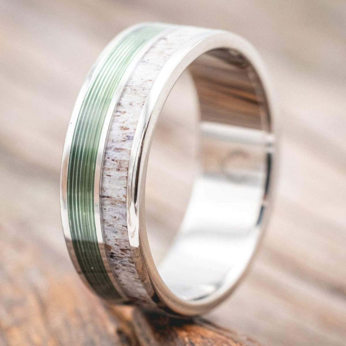 "DYAD" - ANTLER & FISHING LINE WEDDING BAND-Staghead Designs