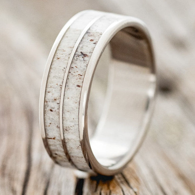 "DYAD" - ANTLER INLAY WEDDING BAND-1