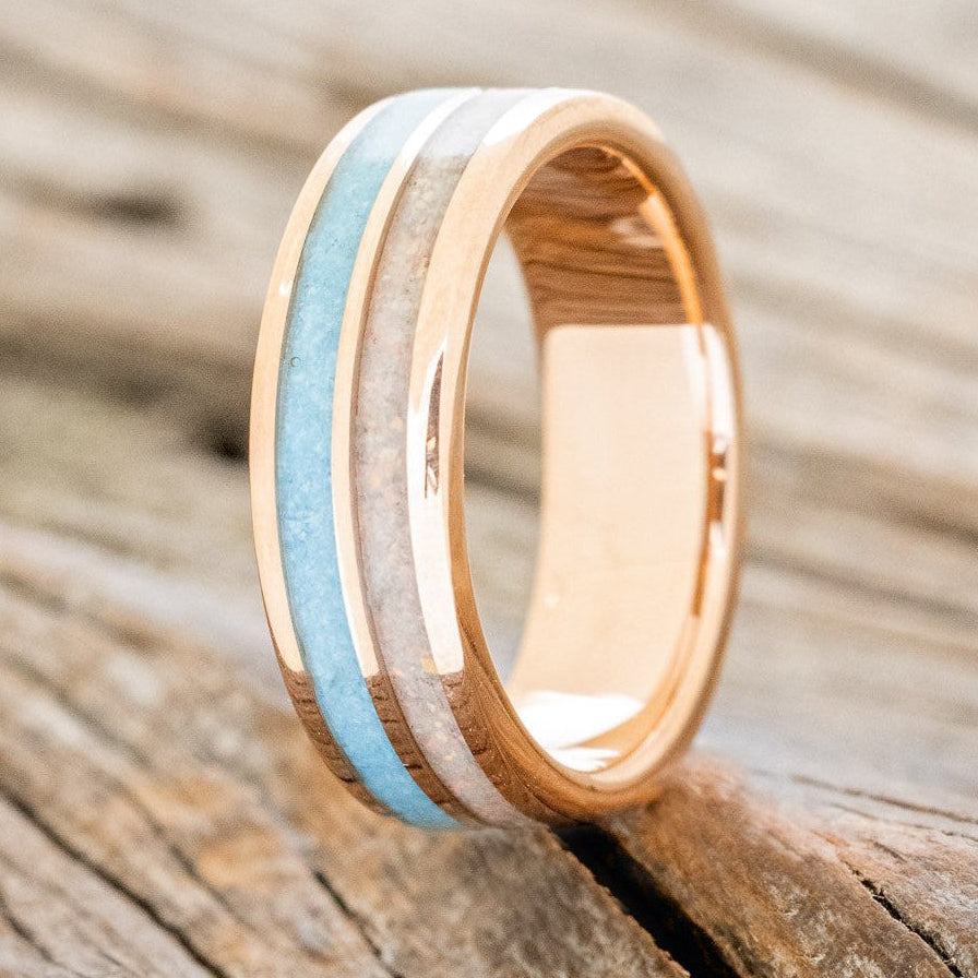 "Dyad" - Fire And Ice Opal & Turquoise Wedding Band-Staghead Designs