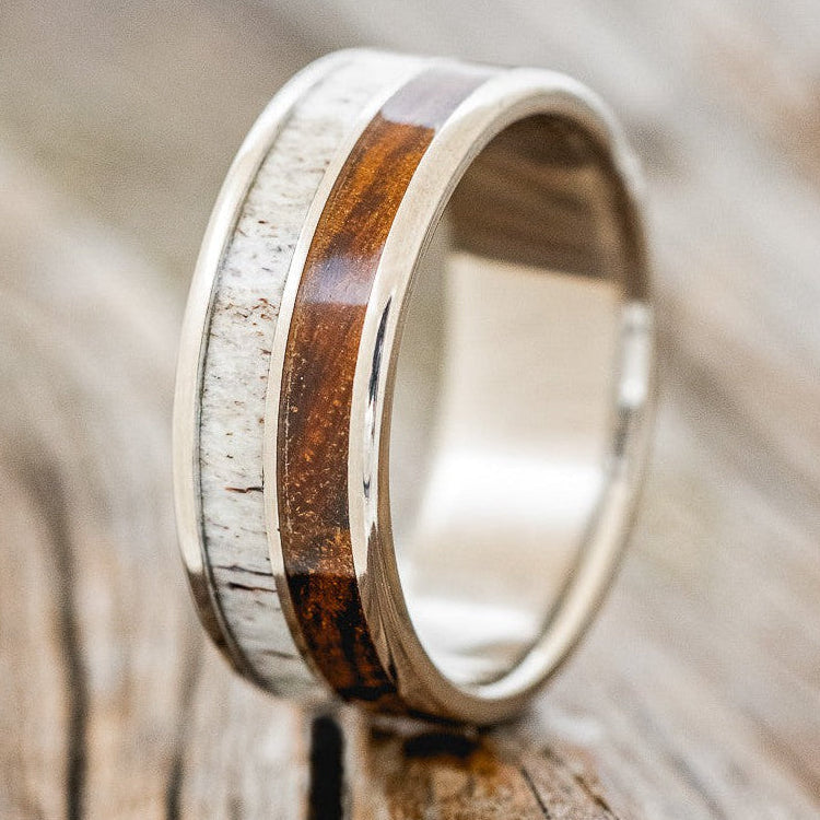 "DYAD" - IRONWOOD & ANTLER WEDDING BAND-1