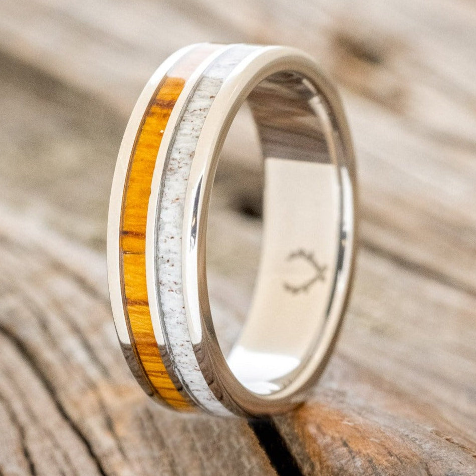 "Dyad" - Ironwood & Antler Wedding Band-Staghead Designs