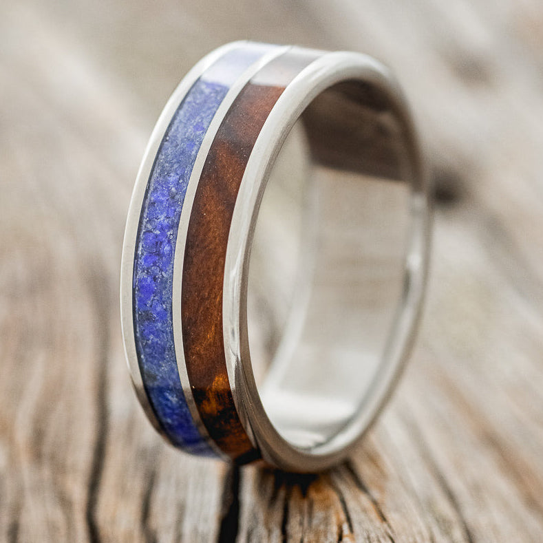 "DYAD" - IRONWOOD & LAPIS LAZULI WEDDING BAND - READY TO SHIP-1