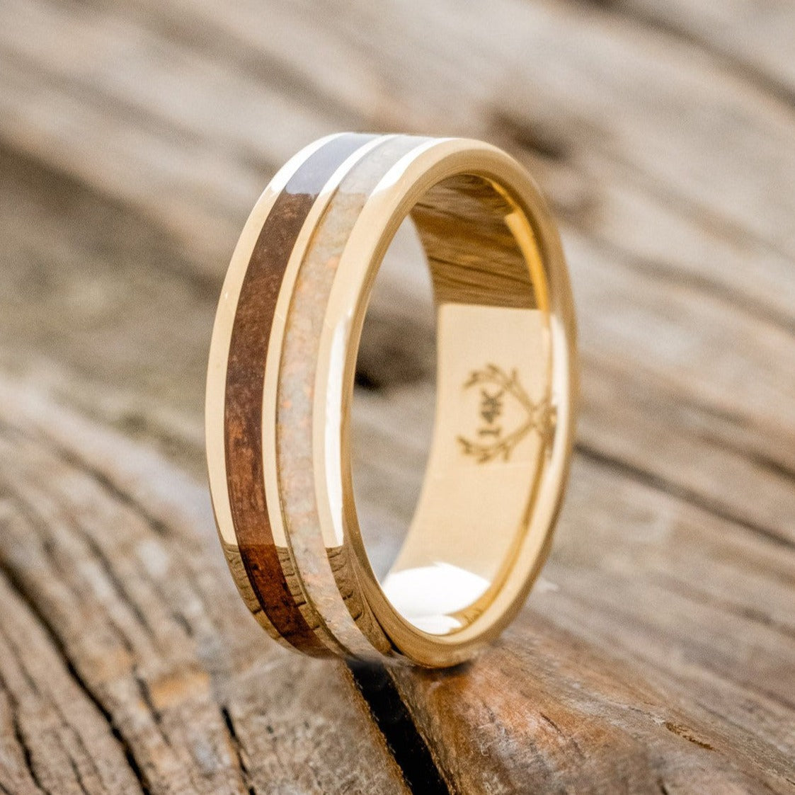 "DYAD" - KOA WOOD & FIRE AND ICE OPAL WEDDING BAND-1