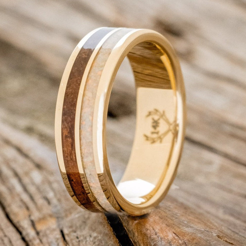 "DYAD" - KOA WOOD & FIRE AND ICE OPAL WEDDING BAND-1