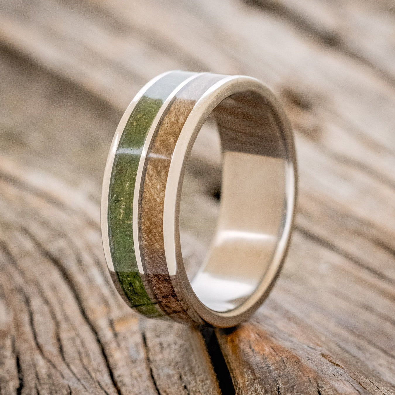 "DYAD" - MOSS & DRIFTWOOD WEDDING BAND-1