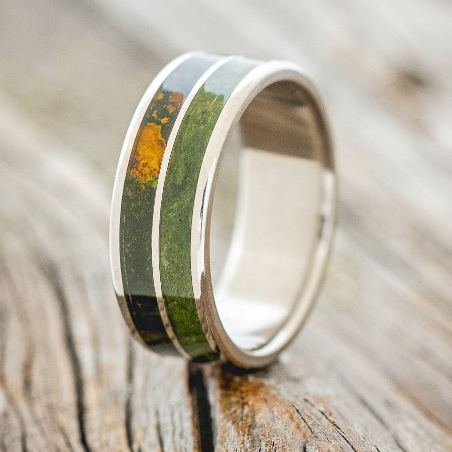 "DYAD" - MOSS & MOSSY PATINA COPPER WEDDING BAND-1