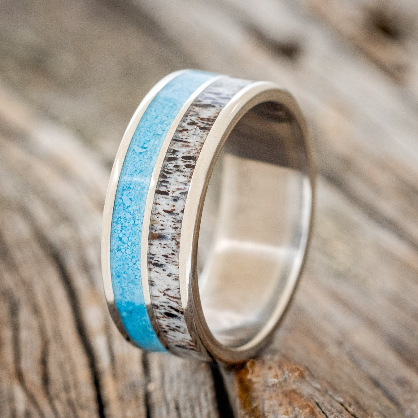 "DYAD" - TURQUOISE & ANTLER WEDDING BAND-1