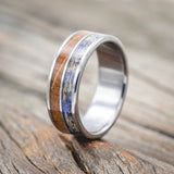 "DYAD" - LAVENDER & WHISKEY BARREL OAK INLAY WEDDING BAND-Staghead Designs