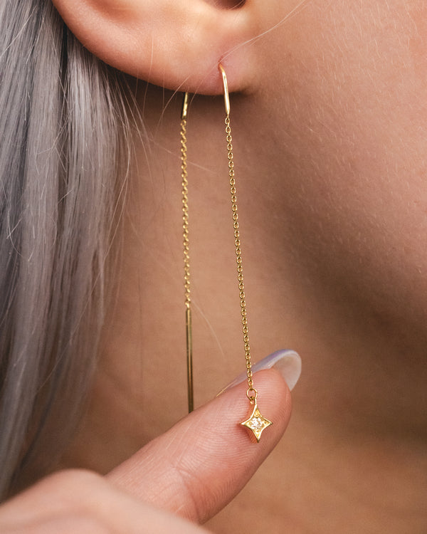 Threader Earrings | 14k Solid Gold Earrings | 2024 Chic Earrings