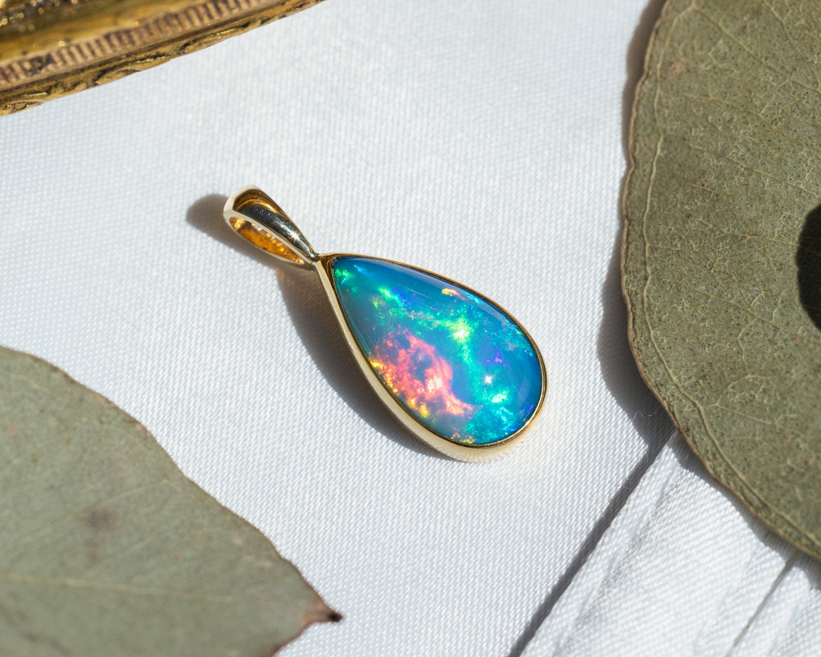 9 Carat Solid Gold Natural Ethiopian Opal Pendant Only ~ October Birthstone ~ Gold Jewelry ~ cheapest Marquise Shaped Open Back Pendant For Gift