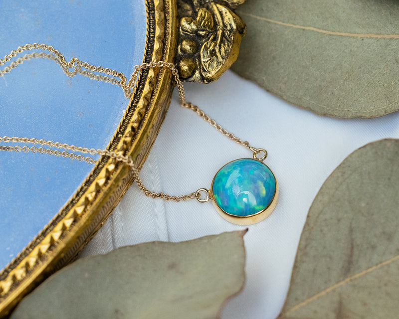 BEZEL SET ETHIOPIAN OPAL NECKLACE IN 14K GOLD-DowdyOpals-5