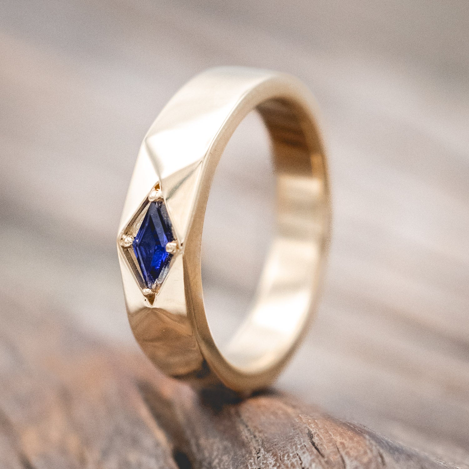 Lozenge Cut Lapis Lazuli Signet Ring
