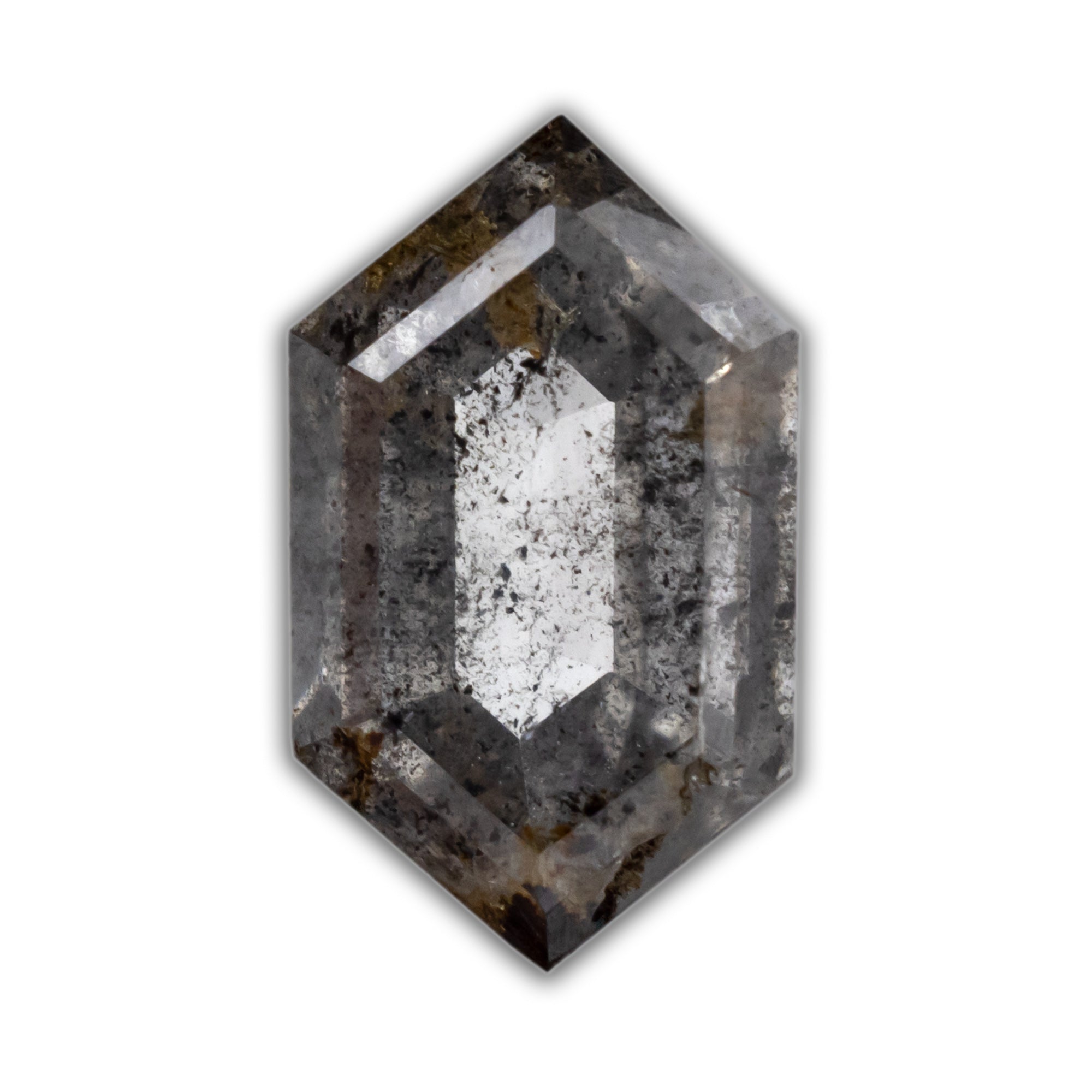 Hexagon salt & pepper diamond on a white background