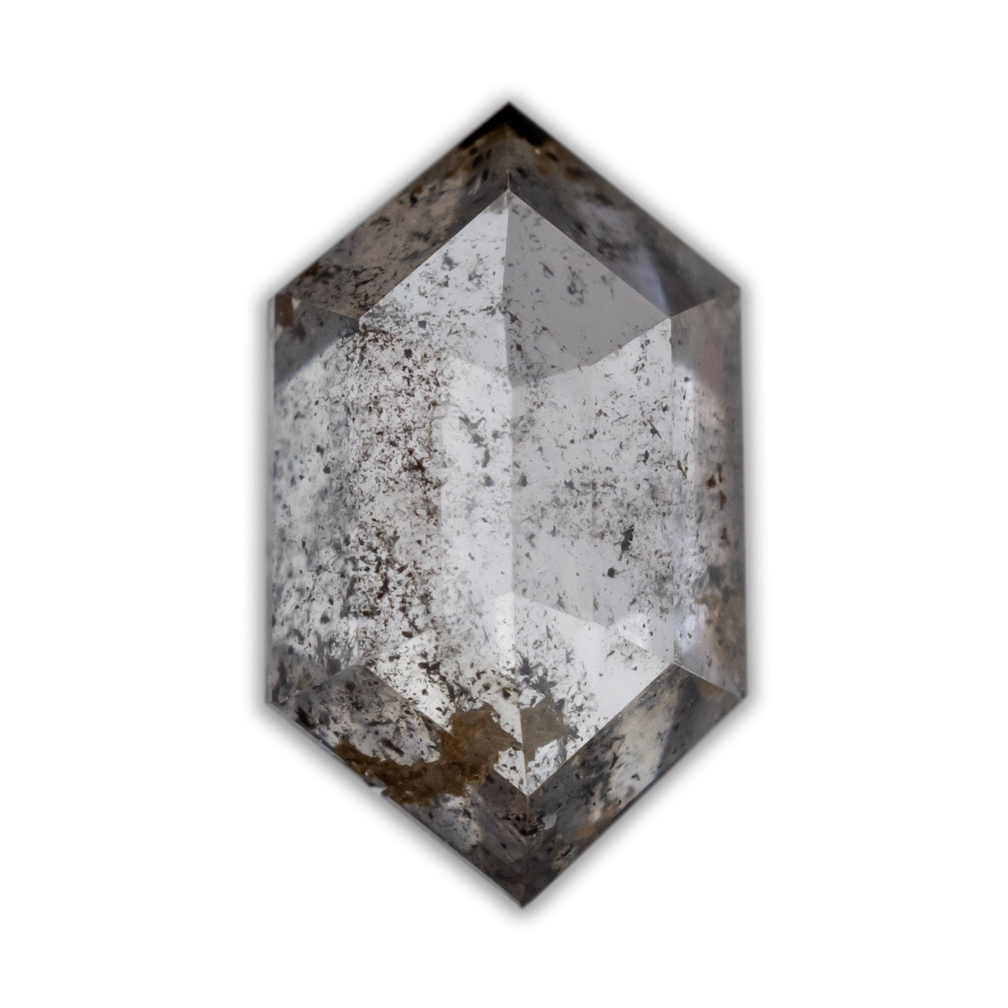 Hexagon salt & pepper diamond on a white background