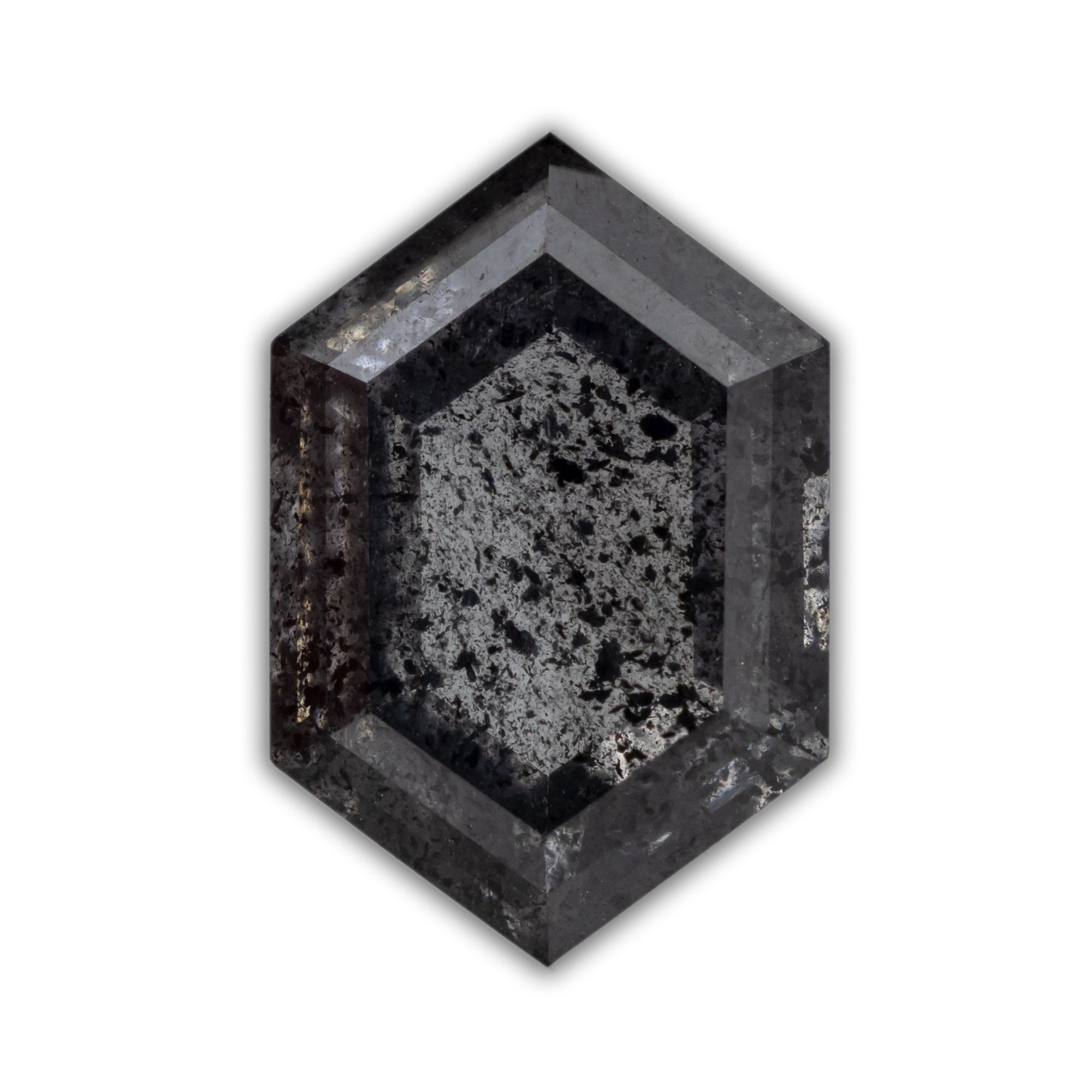 Hexagon salt & pepper diamond on a white background