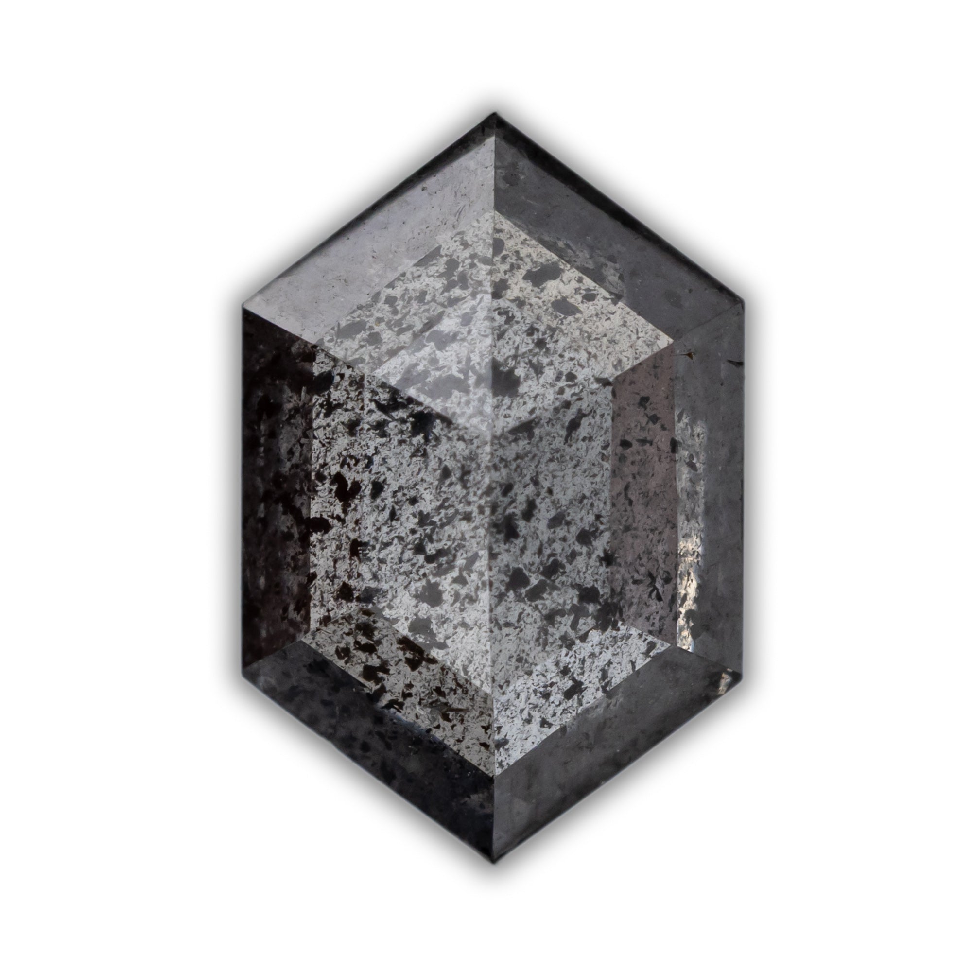 Hexagon salt & pepper diamond on a white background