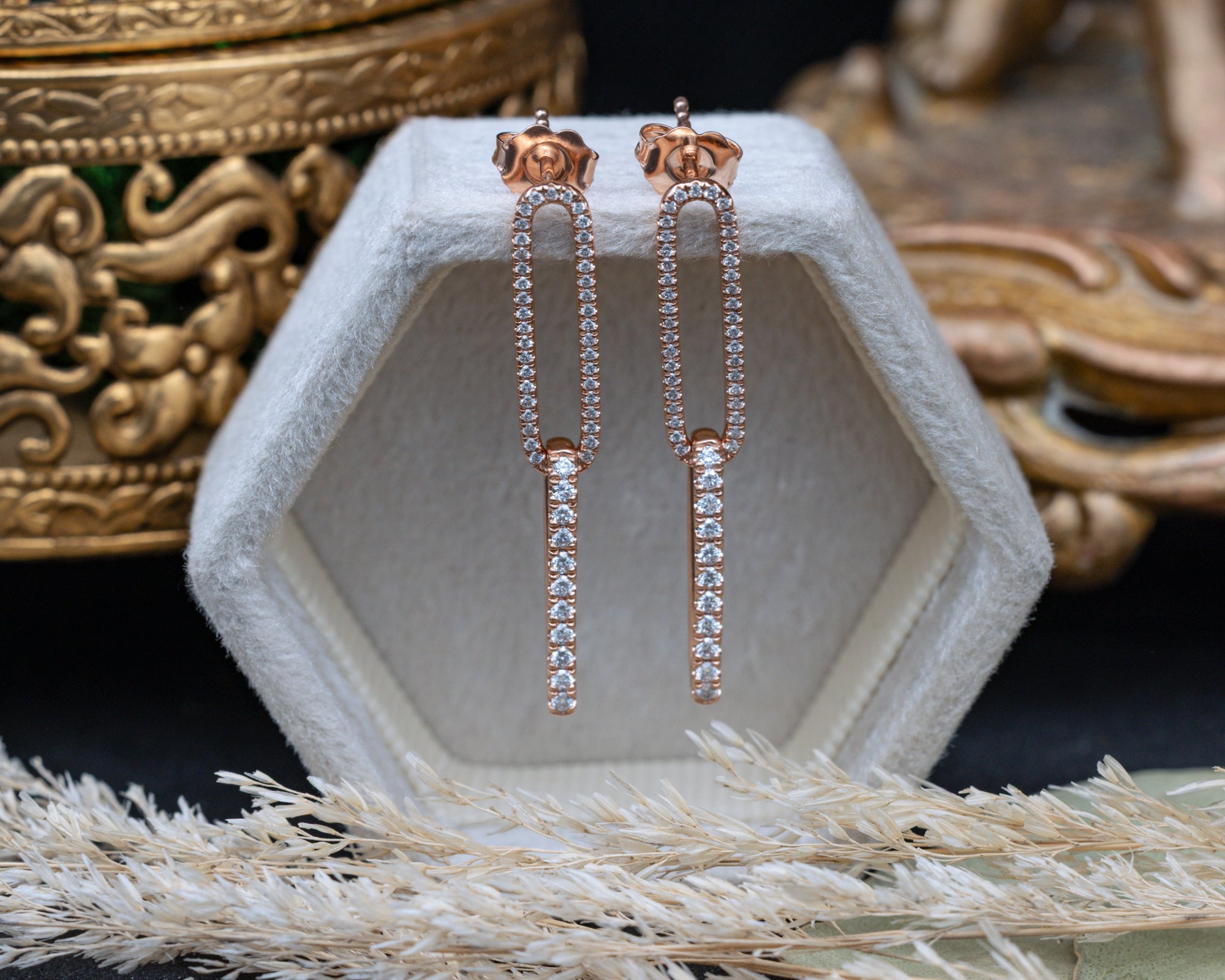1/2CTW LAB-GROWN DIAMOND ELONGATED LINK EARRINGS-Staghead Designs