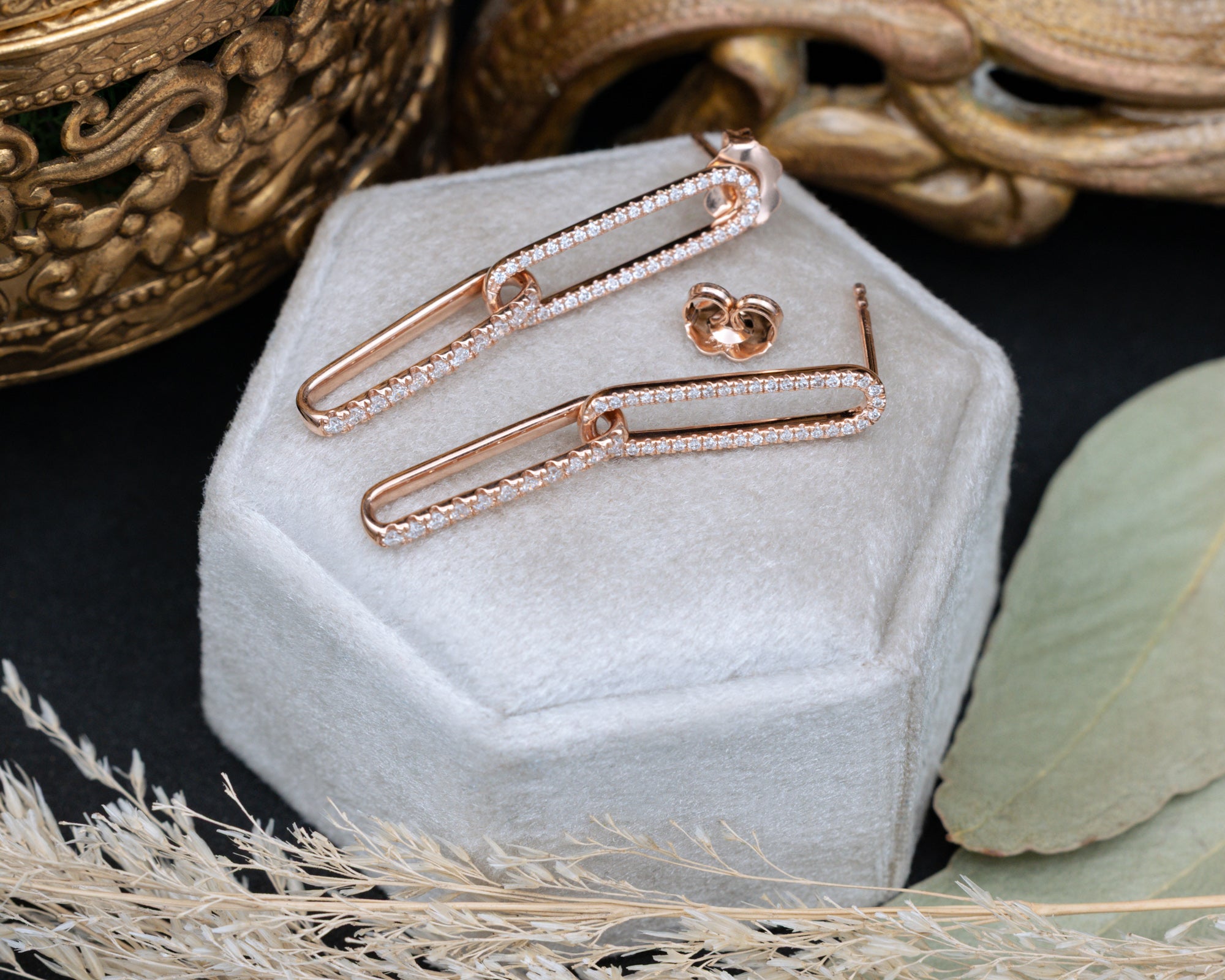1/2CTW LAB-GROWN DIAMOND ELONGATED LINK EARRINGS-Staghead Designs