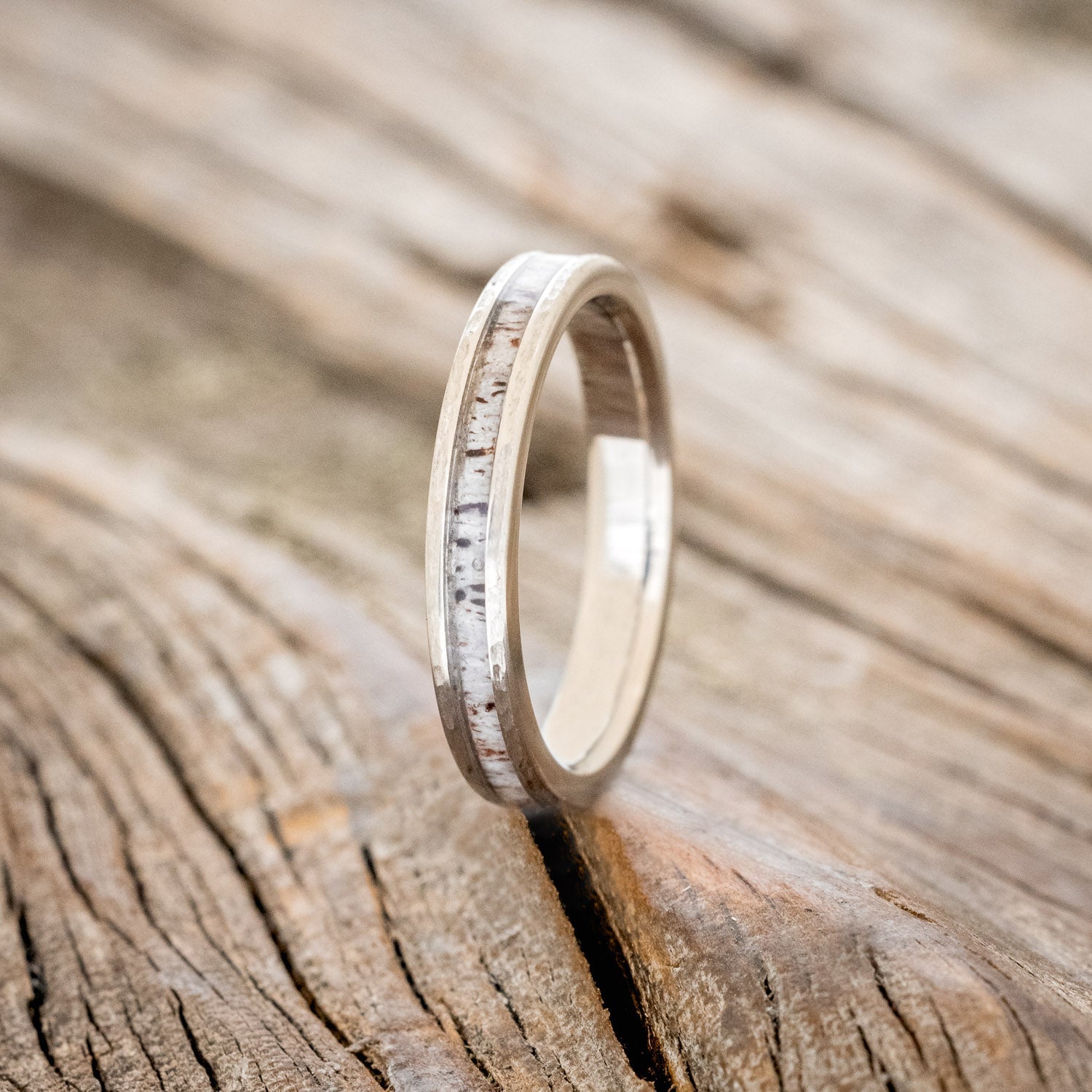 "ETERNA" - ANTLER STACKING BAND WITH A HAMMERED FINISH-1