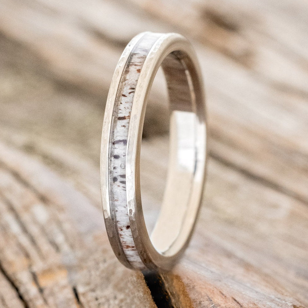 "ETERNA" - ANTLER STACKING BAND WITH A HAMMERED FINISH-1