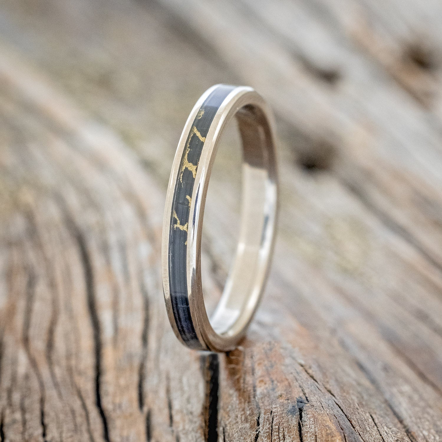 "ETERNA" - BLACK & GOLD MATRIX TRUSTONE STACKING BAND-1