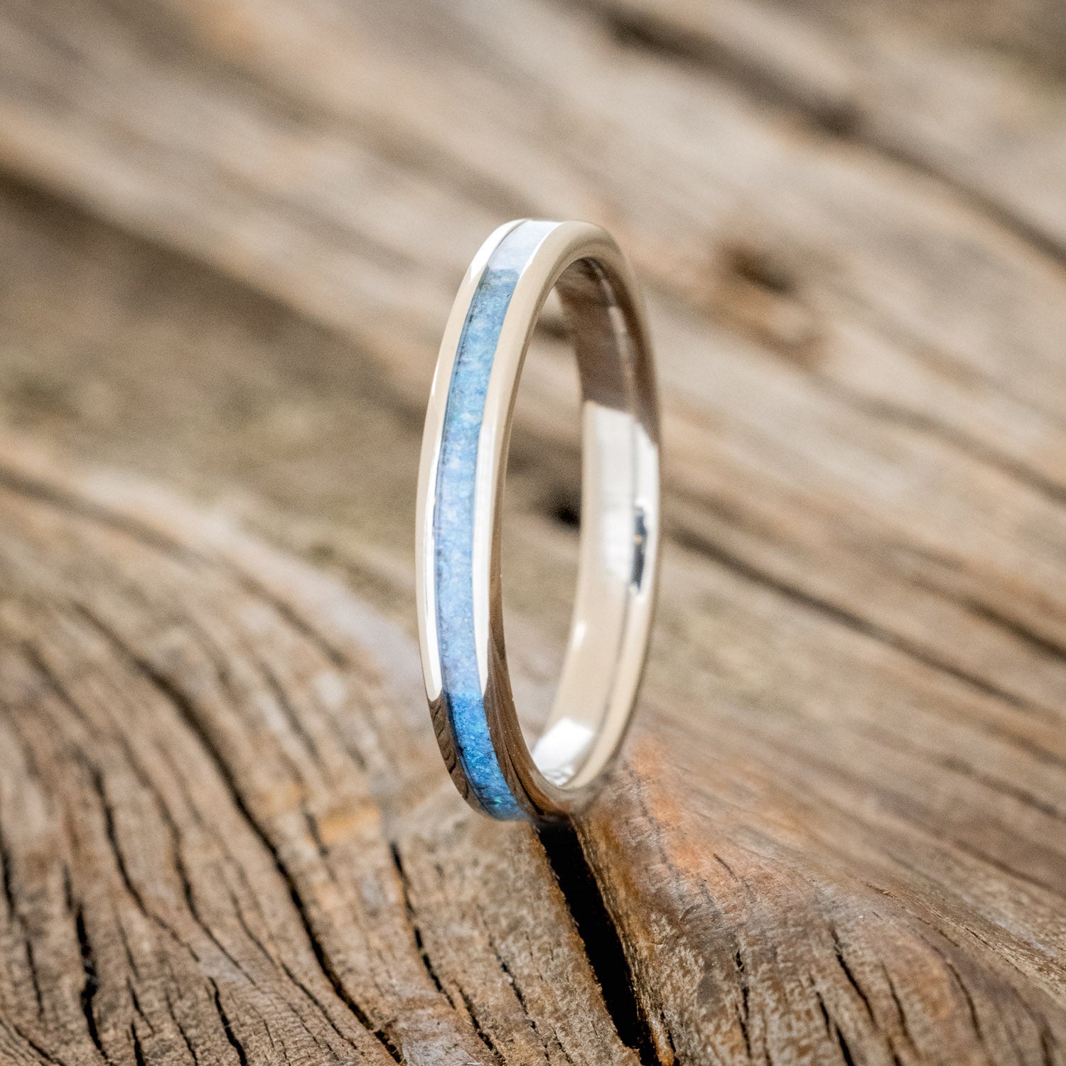 "ETERNA"- BLUE OPAL STACKING WEDDING BAND-1