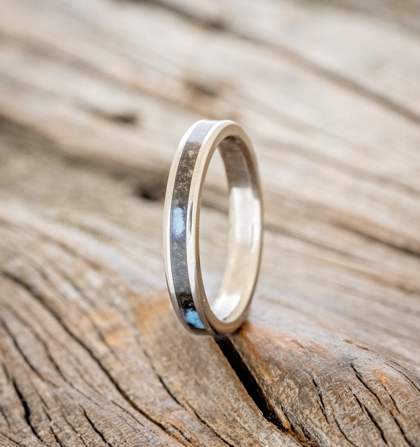 "ETERNA" - BUCKEYE BURL WOOD & TURQUOISE STACKING BAND-1