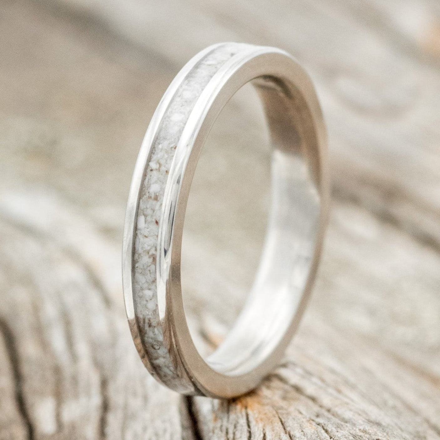 "ETERNA" - ELK TOOTH IVORY STACKING WEDDING BAND-1