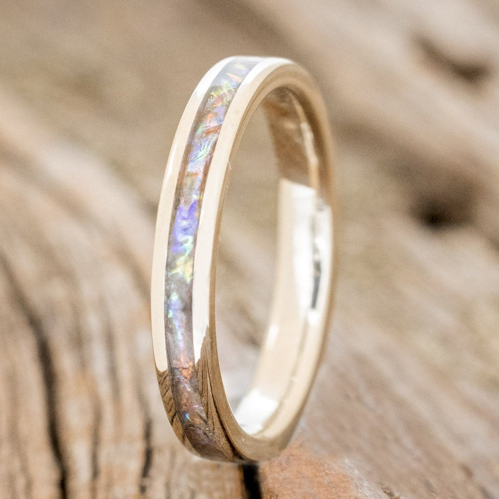 "ETERNA" - TITANIUM BURL DICHROLAM STACKING WEDDING BAND-1