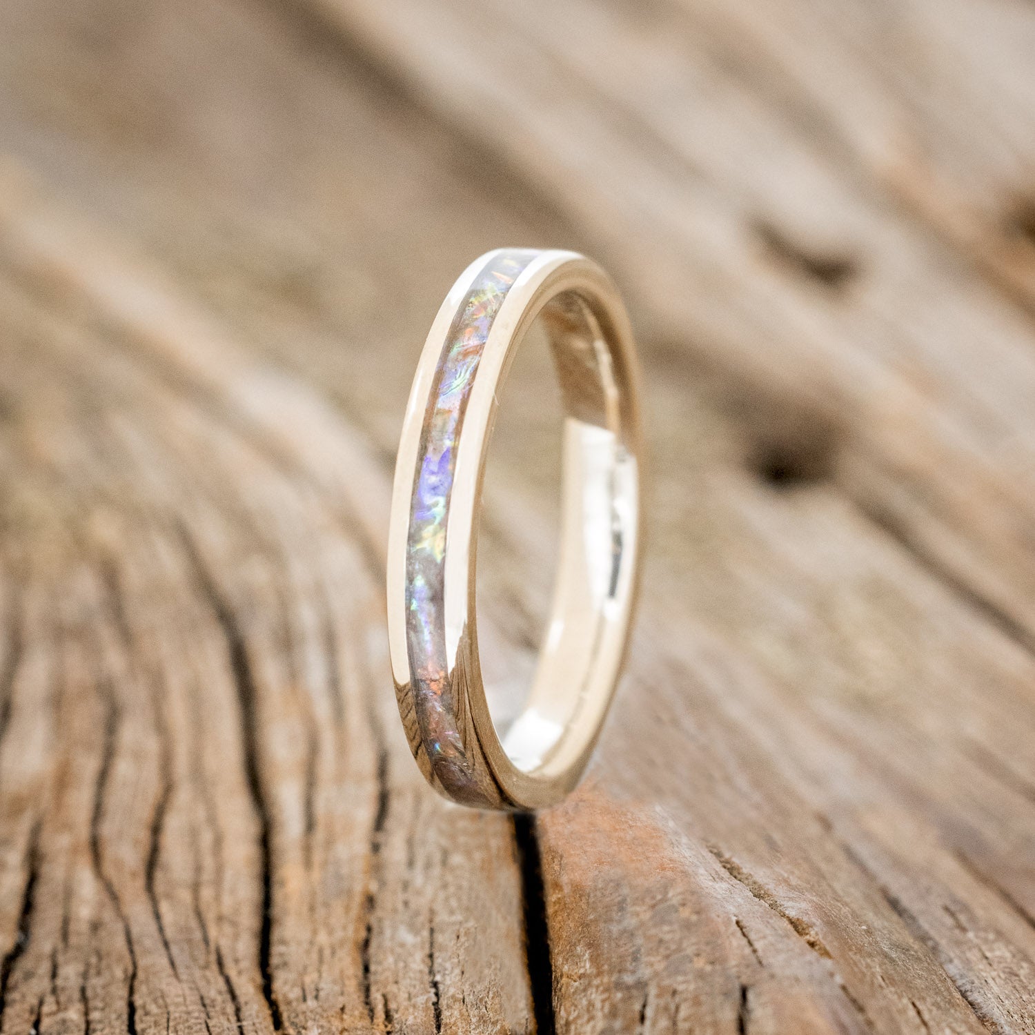 "ETERNA" - TITANIUM BURL DICHROLAM STACKING WEDDING BAND-1