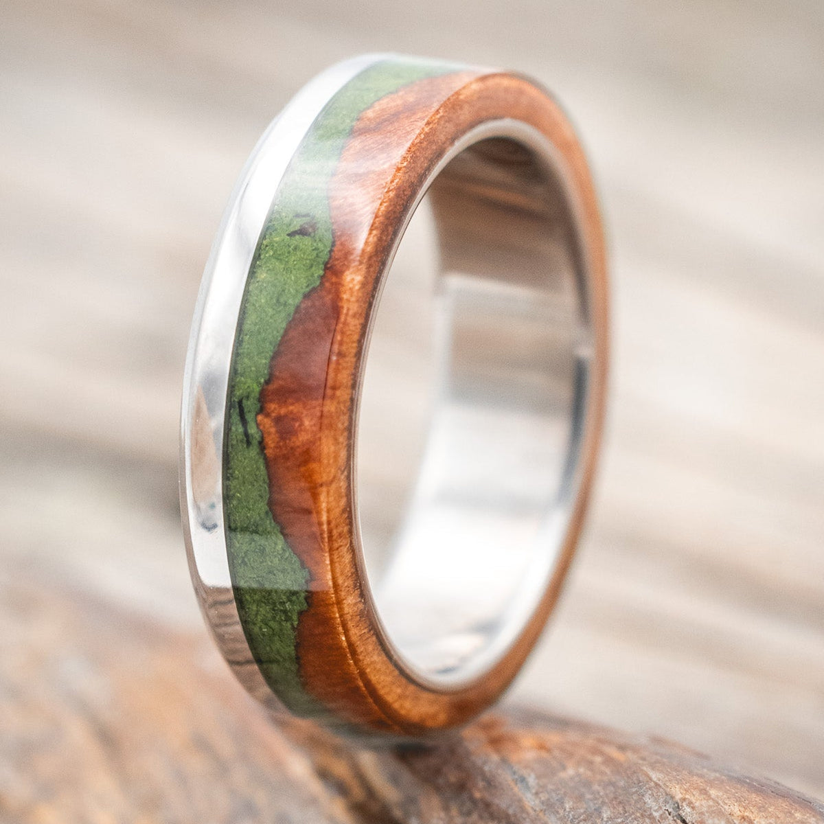 "Ezra" - Redwood & Moss Wedding Ring-Staghead Designs