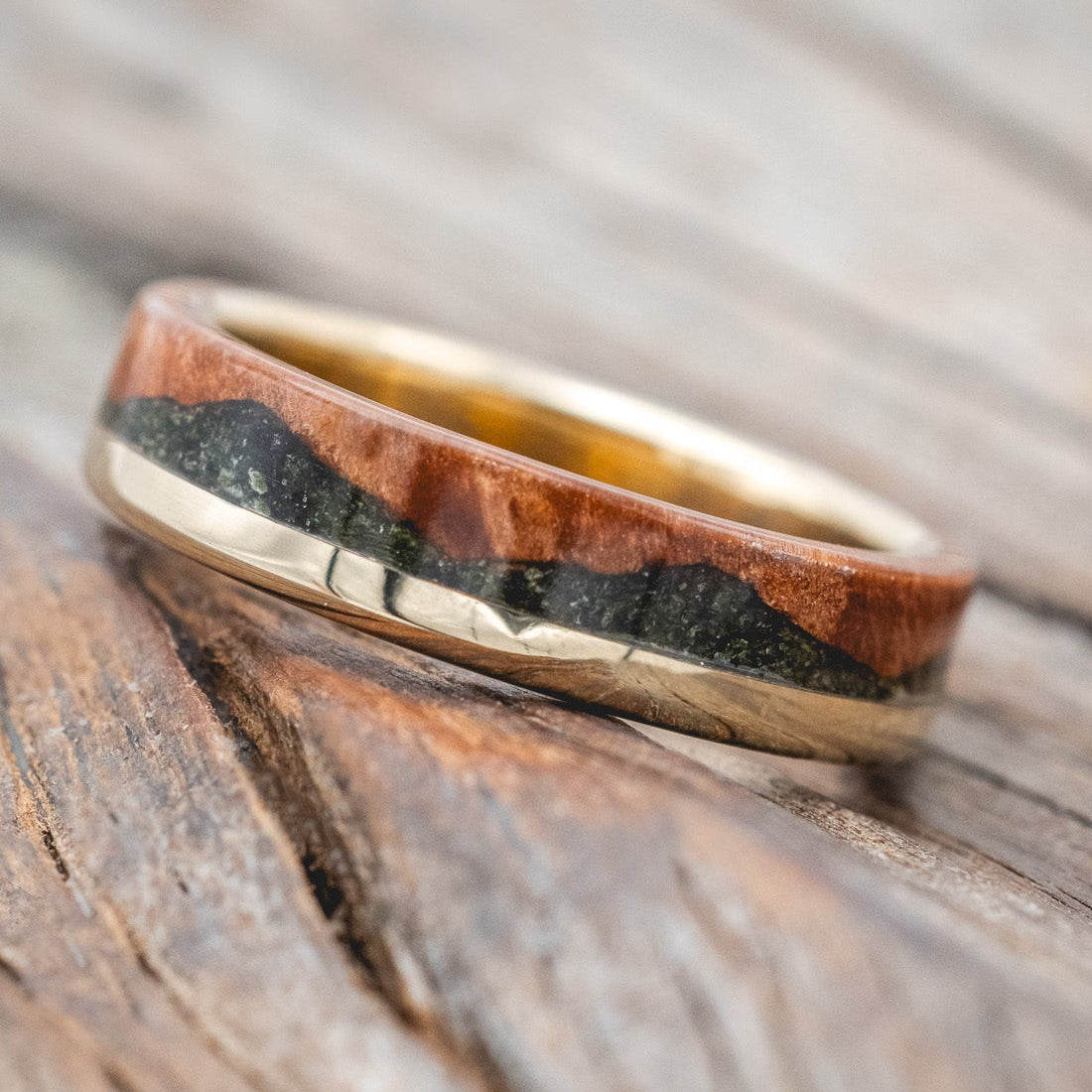 "Ezra" - Redwood & Moss Wedding Ring-Staghead Designs