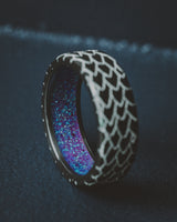 "ECHO" - DRAGON SCALE WEDDING RING FEATURING A PURPLE OPAL LINED BAND-10