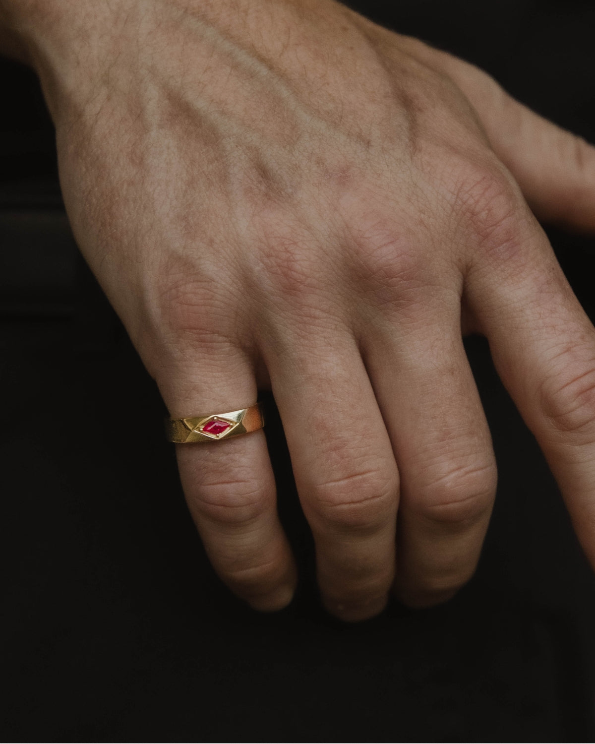 "Edward" - Men's Lozenge Cut Wedding Ring-Staghead Designs