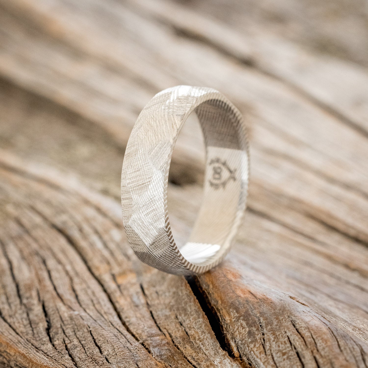 FACETED DAMASCUS STEEL WEDDING BAND - READY TO SHIP-1