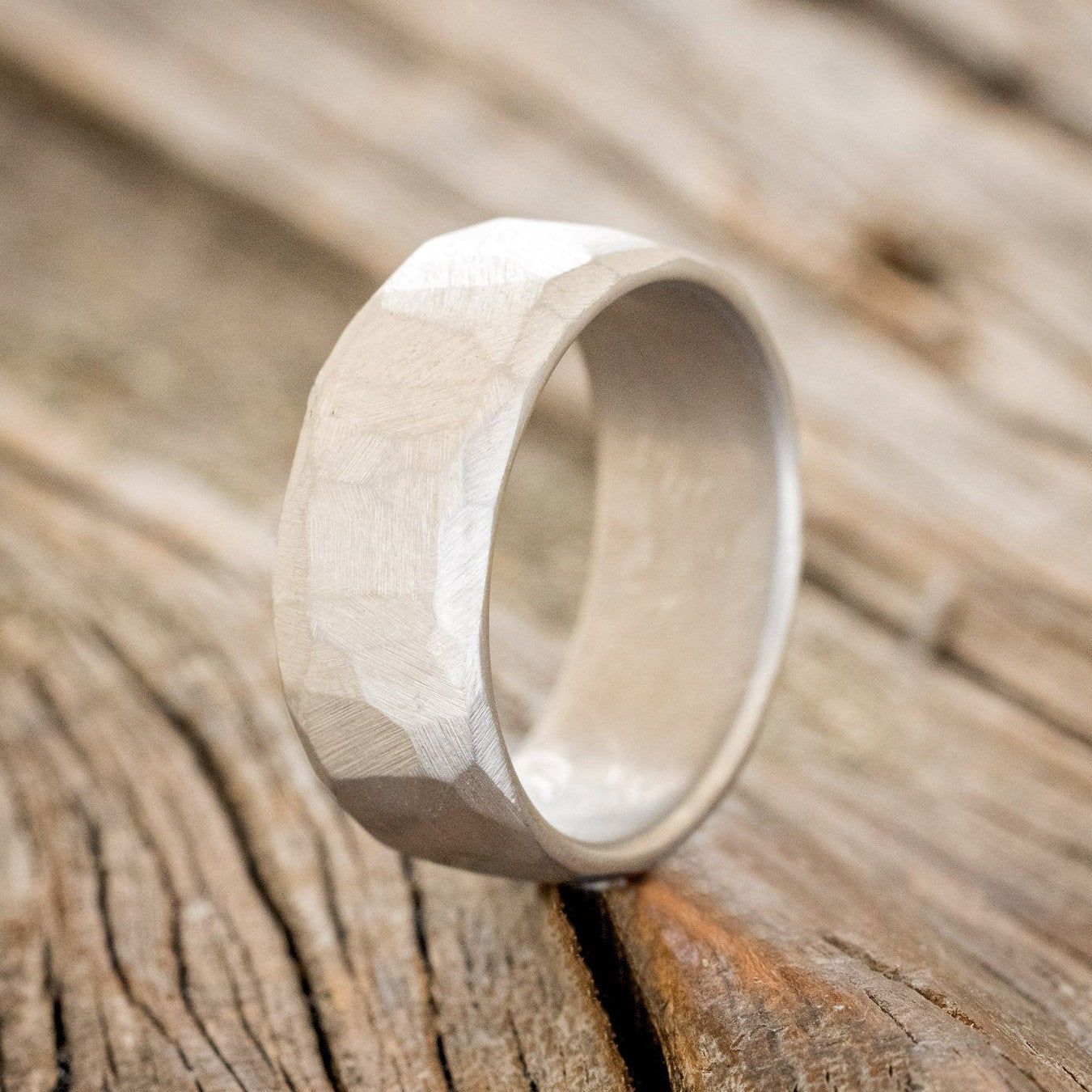 FACETED TITANIUM RING WITH A STONE-WASH FINISH-1