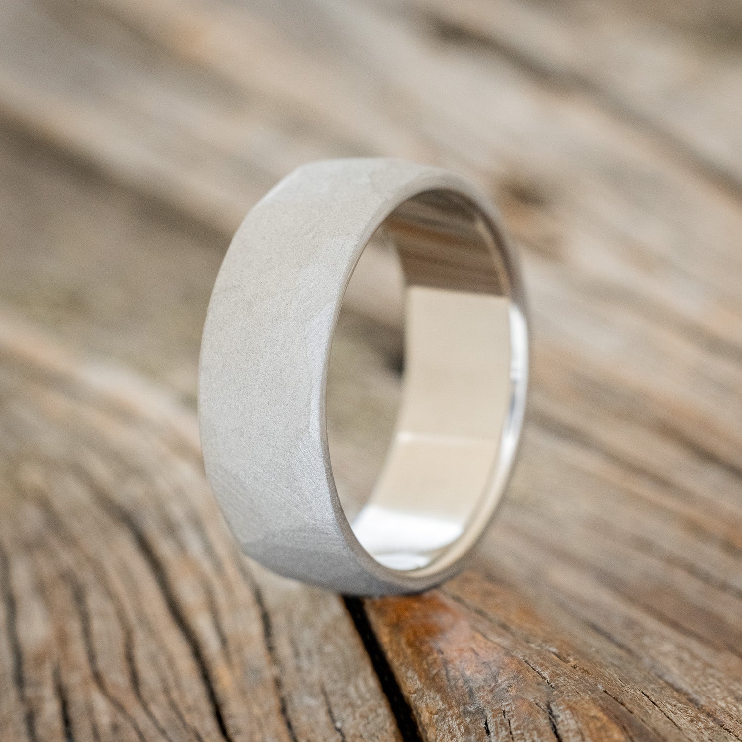 FACETED WEDDING RING WITH A SANDBLASTED FINISH - READY TO SHIP-1