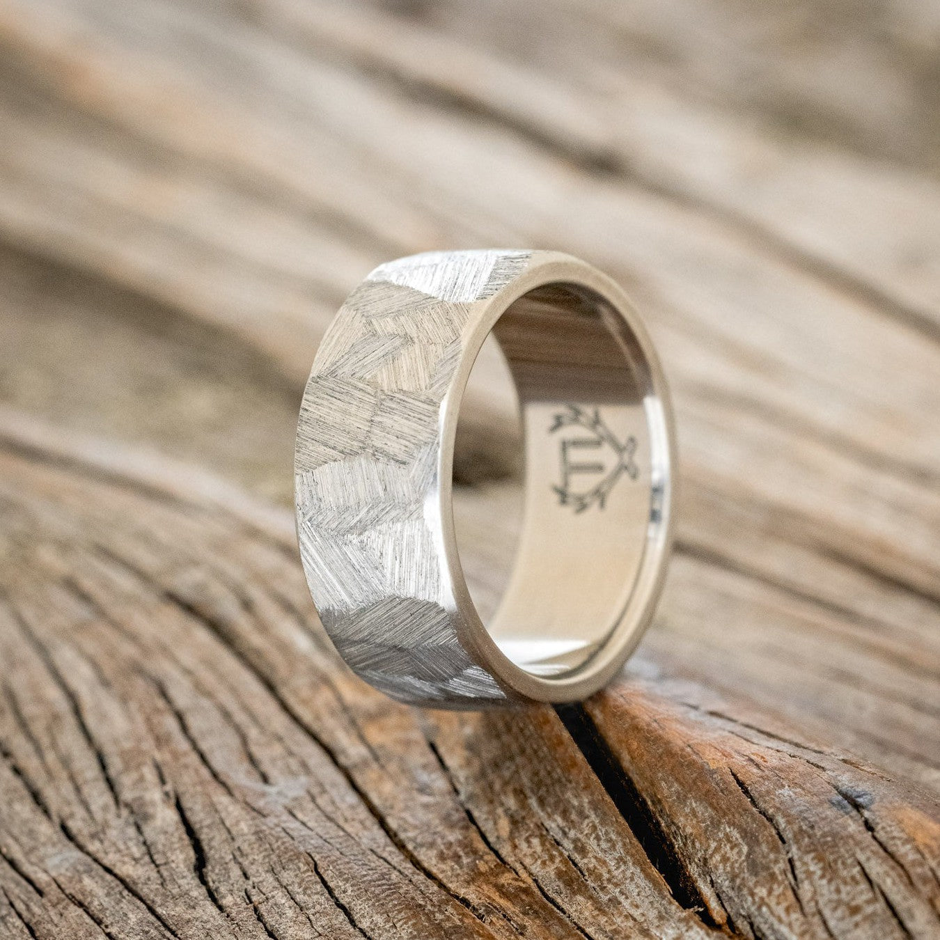 FACETED WEDDING RING WITH AN ETCHED FINISH-1