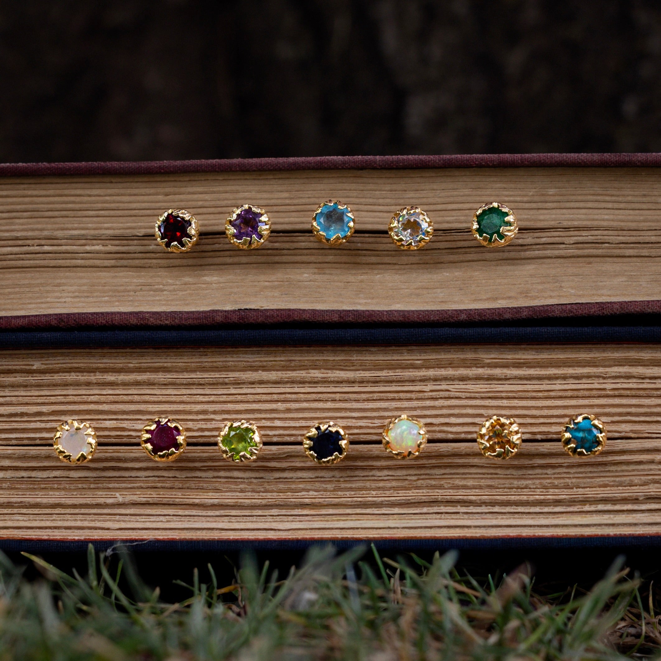 Bloom Collection - 18K Gold Vermeil Round Cut Birthstone Stud Earrings - By Jorge Revilla-Staghead Designs