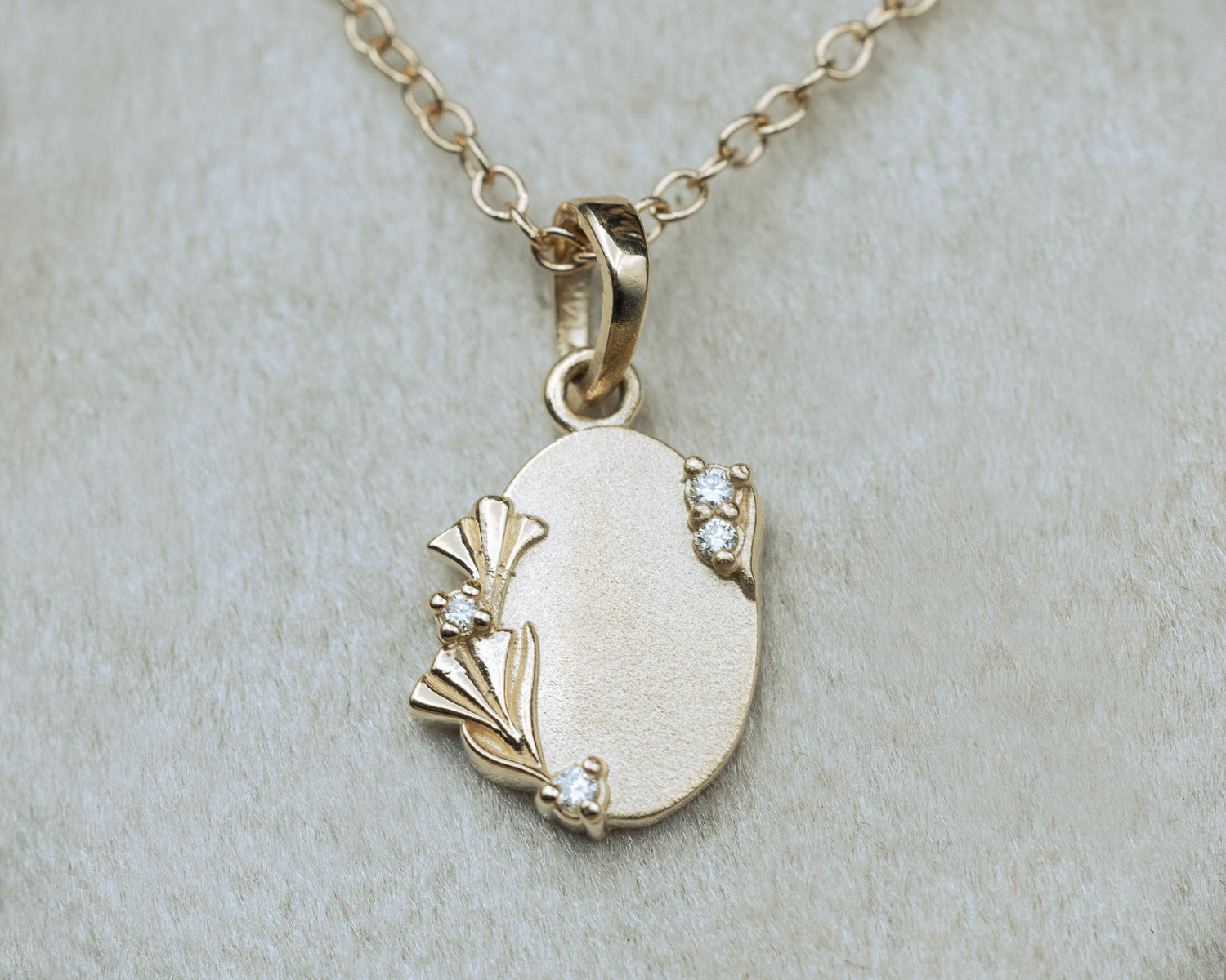 1/20CTW NATURAL DIAMOND ENGRAVABLE FLORAL NECKLACE-Staghead Designs