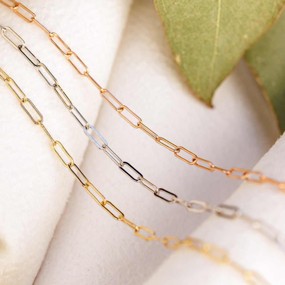 "FOXY" - 14K GOLD PAPERCLIP CHAIN NECKLACE-1