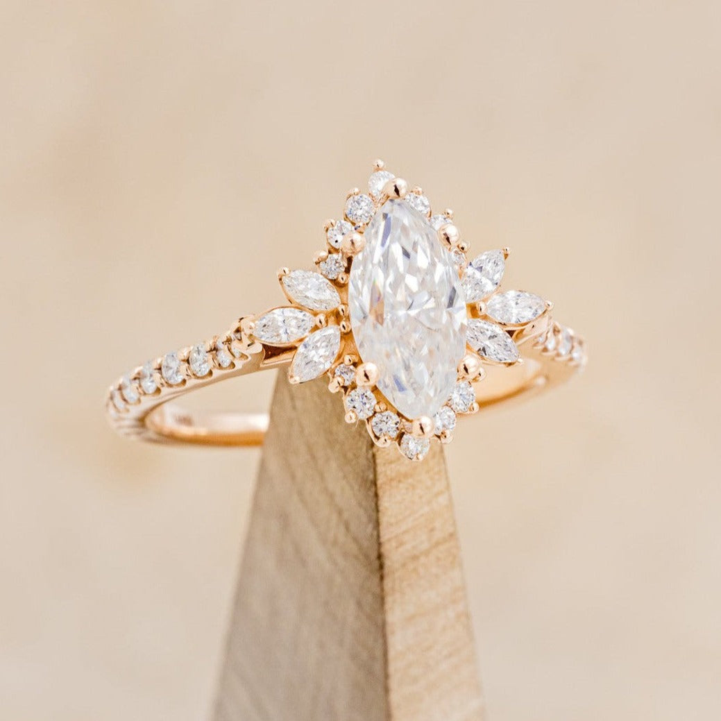 "FRITZI" - MARQUISE CUT MOISSANITE ENGAGEMENT RING WITH DIAMOND ACCENTS-1