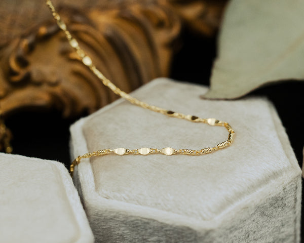 LUMICINA CHAIN WITH FLAT DISC STATIONS IN 14K YELLOW GOLD-2