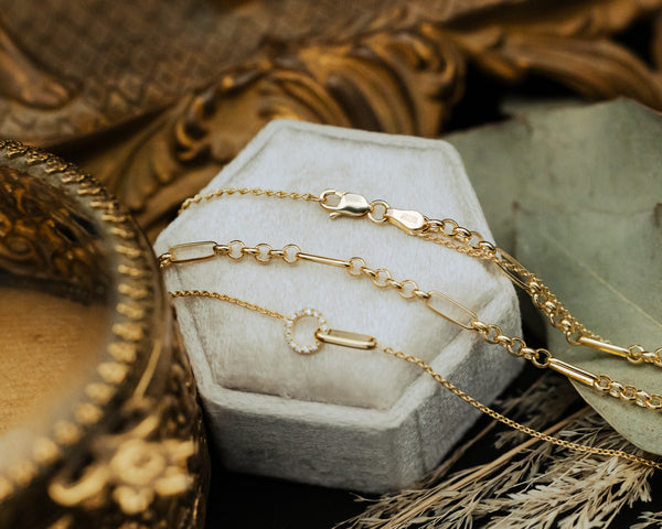 DIAMOND CIRCLE DUET LAYERED NECKLACE IN 14K YELLOW GOLD-3