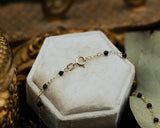 BLACK ENAMEL BEAD PIATTO CHAIN NECKLACE IN 14K YELLOW GOLD-3