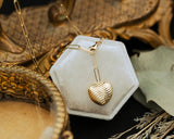 TEXTURED PUFF HEART PAPERCLIP LARIAT NECKLACE IN 14K YELLOW GOLD-1