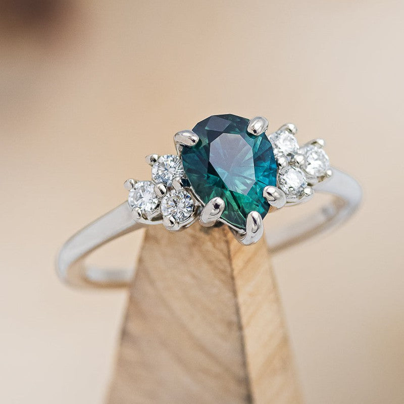 "GINA" - ENGAGEMENT RING WITH DIAMOND ACCENTS - SHOWN WITH PEAR-SHAPED MONTANA SAPPHIRE - SELECT YOUR OWN STONE-1