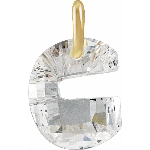 Diamond pendant shaped like the letter 'G' on a white background
