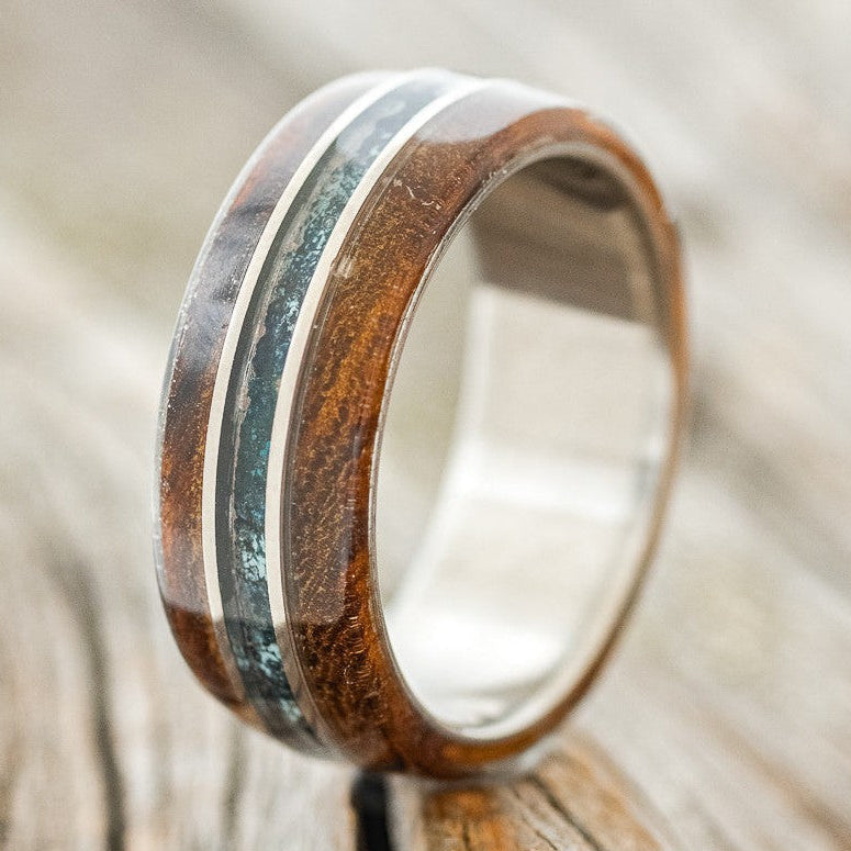 "GLEN" - IRONWOOD & PATINA COPPER WEDDING BAND-1