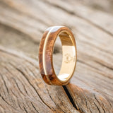 "GOLDEN" - REDWOOD & 14K GOLD INLAY WEDDING BAND-1